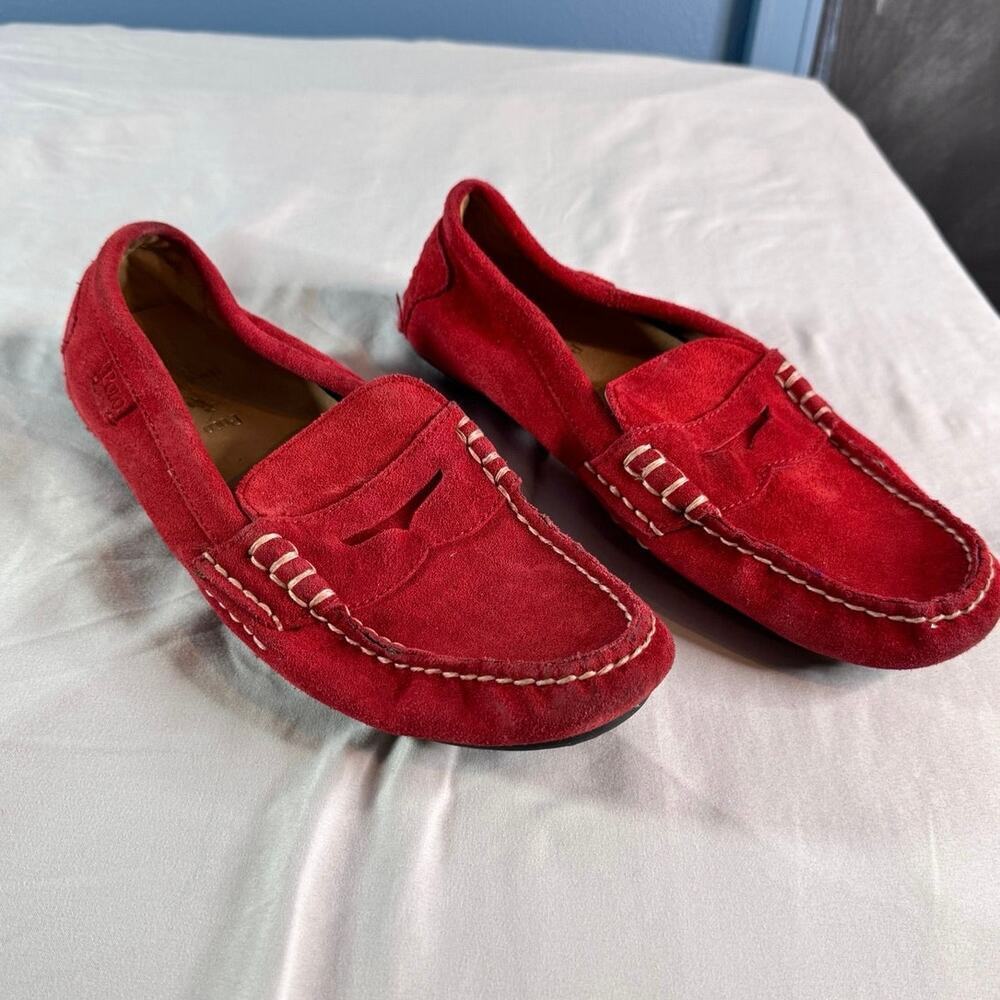 Polo Ralph Lauren Red Suede Driving Loafers Men’s 8D Leather Moccasins